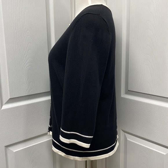 C.J. Banks Black & White Sweater Cardigan 14W (X) - Picture 4 of 8
